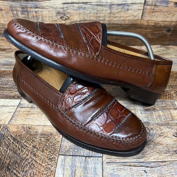 Mezlan Saragossa Shoes Mens Size 10.5 M Genuine Crocodile Leather Loafers